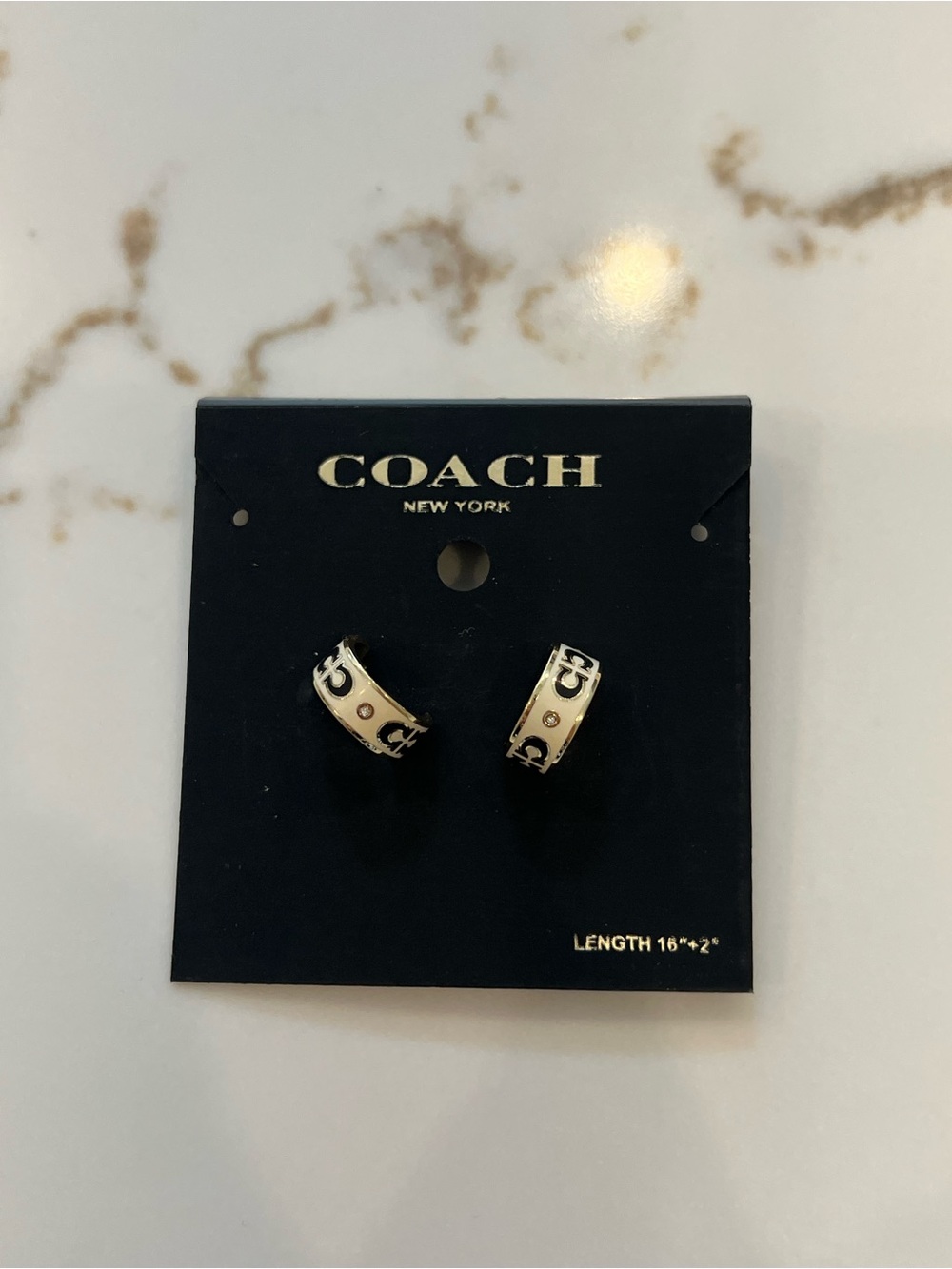 Coach Gold-Tone C Logo Huggie Earrings